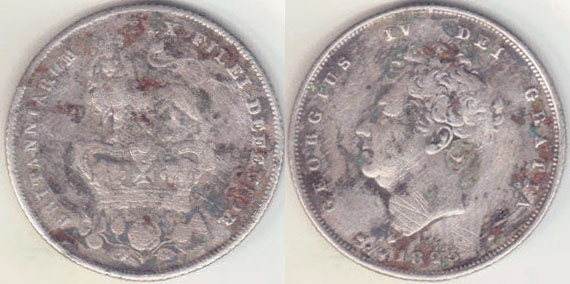 1825 Great Britain silver Shilling A005799